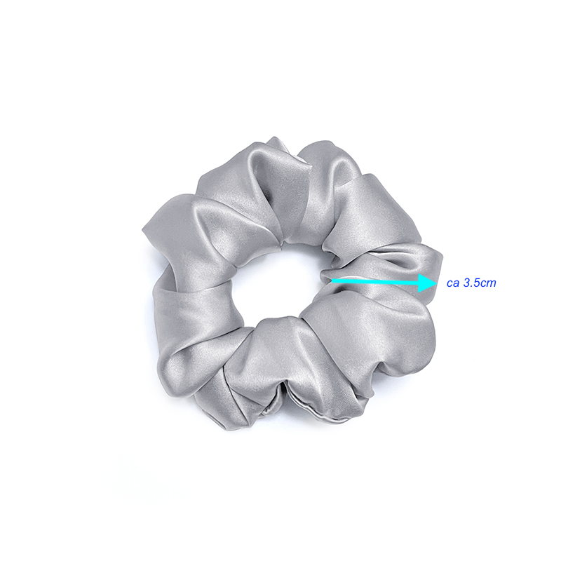 Scrunchie 100% Mullbärssilke 19 Momme Silvergrå - M
