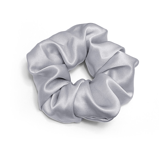 Scrunchie 100% Mullbärssilke 19 Momme Silvergrå - L