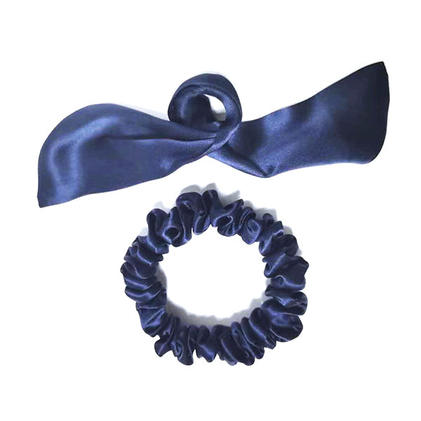 Scrunchie 100% Mullbärssilke 19 Momme Mörkblå