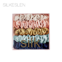 Ladda upp bild till gallerivisning, Scrunchie Set i 100% Mullbärssilke 22 Momme - Medium, Set om 5 stycken
