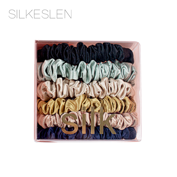 Scrunchie Set i 100% Mullbärssilke 22 Momme - Små, Set om 6 stycken