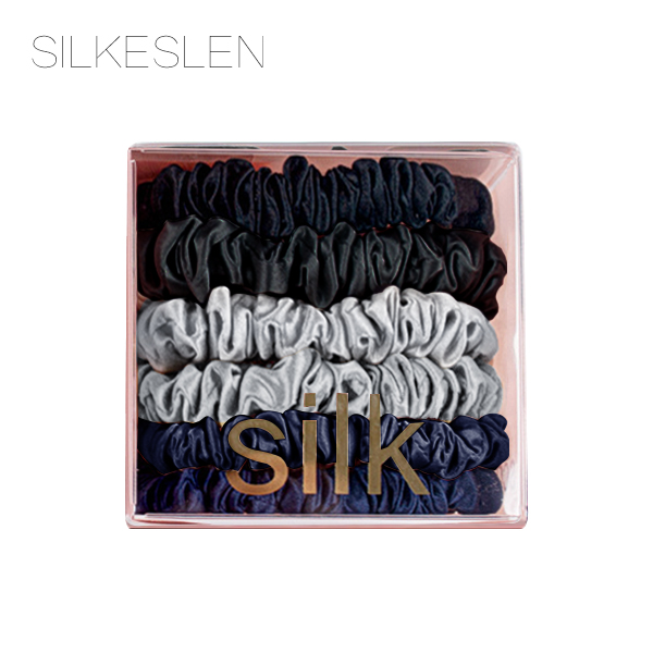 Scrunchie Set i 100% Mullbärssilke 22 Momme - Små, Set om 6 stycken